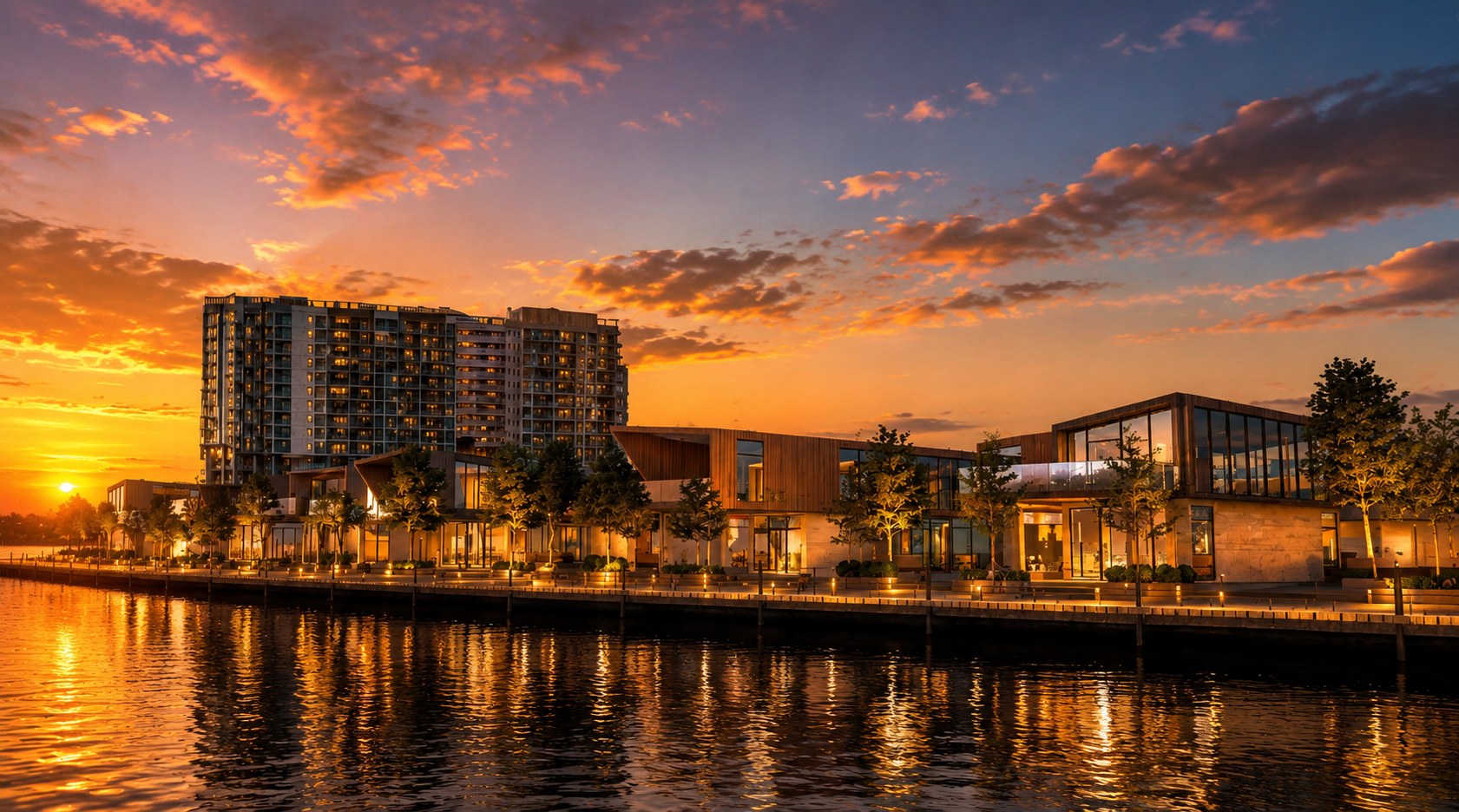 Glasshouse style shoplots at PD Waterfront, Port Dickson